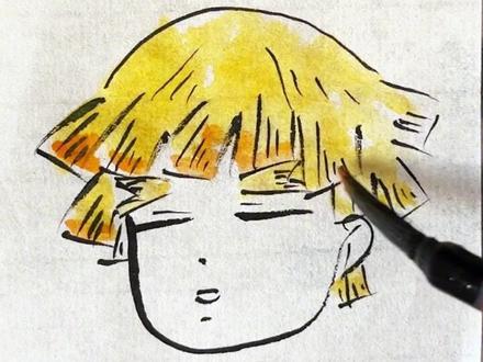 水墨动漫免费教学|我妻善逸 #水墨动漫 #手绘 #教学 #鬼灭之刃 #我妻善逸