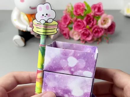 今天来做个好看又简单的三层收纳盒,哪个小朋友可以拒绝呢#折纸慢教程 #三层收纳盒 #手工diy #亲子手工 #一起玩手工吧