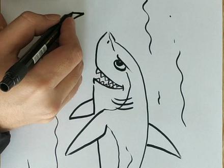 简笔画海洋生物3鲨鱼#简笔画 #海洋生物 #鲨鱼 #儿童美术