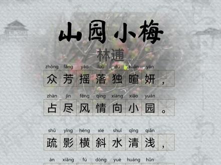 中华经典诗词林逋《山园小梅》#爱上古诗词 #古风 #我要上热门 #幼儿园 #小学语文