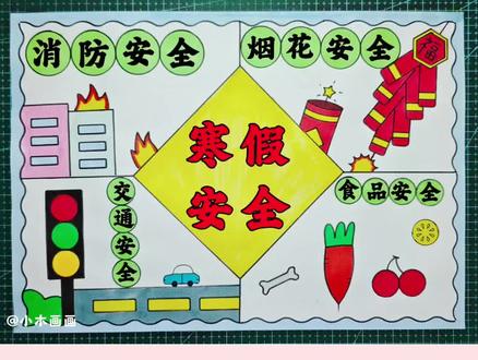 简单又好看的#寒假安全手抄报 一看就会,线稿可打印,收藏备用吧! #寒假安全 #假期安全手抄报