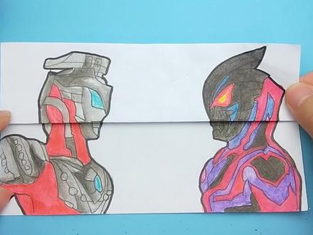 给捷德奥特曼钢燃形态手绘对战黑暗捷德,展开变身最后谁厉害?