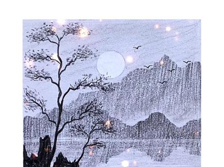 只用一分钟,解锁一幅治愈系山水风景画#零基础学画画 #绘画过程分享 #简笔画 #绘画过程分享 #创作灵感