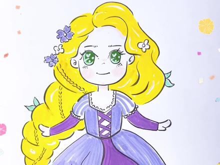 一起来画长发公主#跟着抖音学画画 #公主简笔画 #一起学画画 #q版人物 #零基础学画画