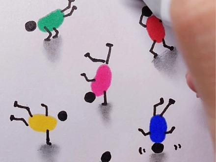 马克笔画立体街舞男孩!#简笔画 #儿童简笔画 #立体小人 @抖音小助手