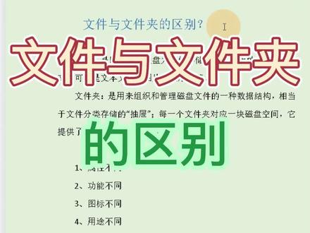 电脑中什么是文件?什么是文件夹?又有何区别?#文件夹 #电脑技巧 #电脑文件 #计算机 #office办公技巧 #我要上热们 #教育培训 #0基础学电脑