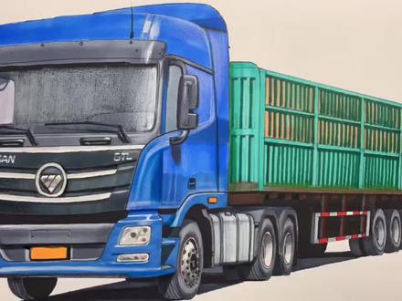 手绘福田欧曼GTL半挂货车,谢谢支持 #马克笔绘画 #福田欧曼戴姆勒 #画车