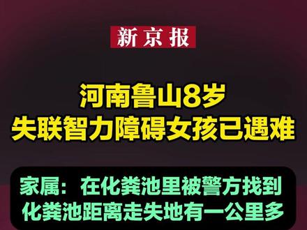 河南鲁山8岁失联智力障碍女孩已遇难 家属:在化粪池里被警方找到
