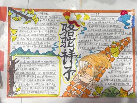 有没有半夜还在加工孩子作业的家长呢?😂#学习日常 #手抄报 #骆驼祥子