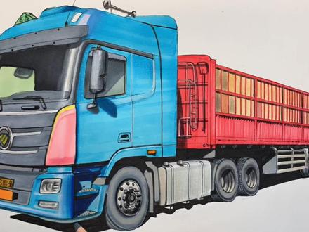 手绘福田欧曼GTL半挂车,画的逼真吗 #马克笔手绘 #福田欧曼gtl #半挂车
