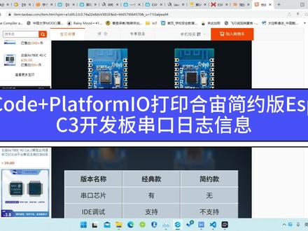 2-VSCode+PlatformIO打印合宙简约版Esp32C3开发板串口日志信息 #编程入门