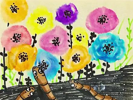 蚯蚓,春天就要来啦!#美育 #少儿美术 #热门#一起学画画#优贝色彩呼和浩特七彩城校区