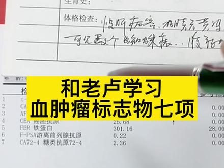 #肝教授 🩸#肿瘤 标志物七项,老卢带你一起解读#甲胎蛋白 #糖类抗原199偏高 #铁蛋白高 #医学科普