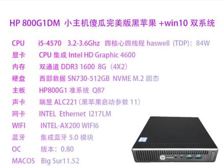 HP800G1DM 完美 黑苹果 Big Sur win10双系统 傻瓜安装详细教程 #黑苹果 #迷你主机