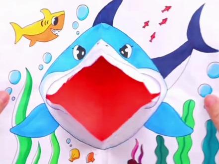 #创作灵感 会动的鲨鱼手工制作#有趣的儿童手工作品 #鲨鱼简笔画#儿童创意手工 #一二年级创意手工