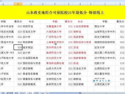 山东政史地组合21年院校最低分(特招线上)