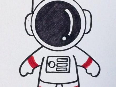 用硬币画一个简单的宇航员吧 #梨子简笔画#简笔画 #儿童简笔画 #零基础学画画 #手绘#宇航员简笔画#太空服