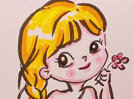 采花回头笑的小美女画法来喽#简笔画 #创意美术 #豆荚小助手 #可爱头像卡通 #干货分享 #漫画女孩 #创作灵感