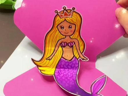美人鱼贺卡#幼儿园手工 #手工diy #亲子手工 #创意手工 #六一儿童节手工#手工折纸 #儿童创意手工 @抖音青少年 @DOU+小助手