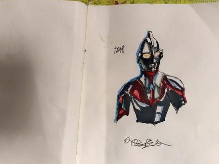 黑暗特利迦奥特曼,小朋友用自己的方法画,既简单又好看!第一段 #手绘 #马克笔手绘 #马克笔 #画画 #原创