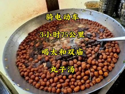 骑75公里电动车喝太和双庙丸子汤吃烧饼,味道太鲜了#街边美食