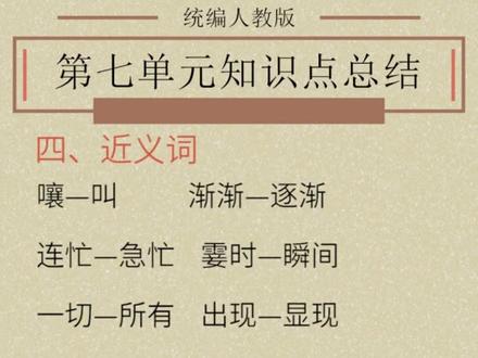 二年级上第七单元知识点总结都在这里啦,都是复习重点哦 #知识点总结 @抖音小助手 #小学语文 #学习方法