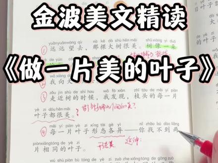 金波美文精读|《做一片美的叶子》 金波老师的文字细腻又有美感,很适合作为精读素材#每天跟我涨知识 #小学语文 #知识分享 #家长必读 #精读