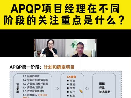 (2)APQP第一阶段计划和确定项目?——APQP项目经理在不同阶段的关注重点是什么?#APQP #项目经理 #五大工具