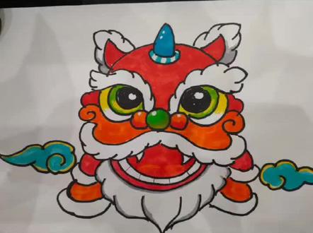 用数字和符号画醒狮#亲子互动#简笔画教程#育儿#幼、小学生画画#