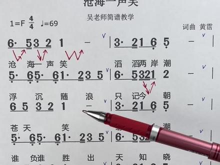 《沧海一声笑》歌谱练唱#简谱教唱 #唱谱 #简谱