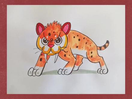 简笔画教程之剑齿虎#画画#简笔画#绘画教程#剑齿虎