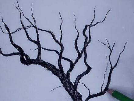 #创作灵感 超级简单的#枯树画法 ,赶紧行动吧#炭笔画