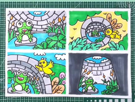 二年级上语文,坐井观天连环画,画画#坐井观天 #坐井观天连环画 #坐井观天手抄报 #二年级语文上册
