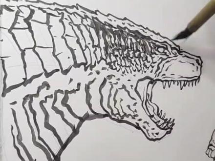 你一定没见过,用毛笔画的哥斯拉和金刚吧?#画画 #哥斯拉大战金刚 #哥斯拉 #金刚