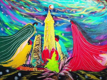 绚烂星夜下大厦的灵魂 #艺术 #画画 #情感共鸣