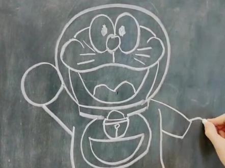 哆啦A梦简笔画@抖音小助手 @DOU+小助手 #黑板简笔画 #亲子简笔画 #哆啦a夢 #亲子时光