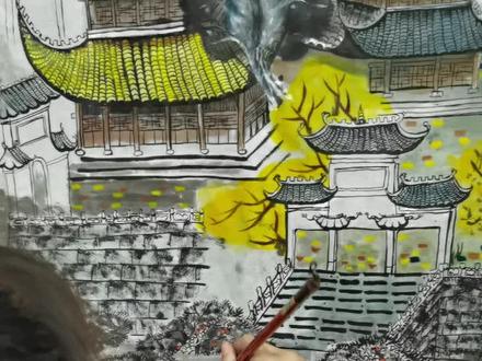 儿童学画岳阳楼#岳阳楼 #岳阳儿童美术培训 #儿童学国画 #一起学画画