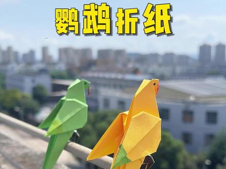 折一只可以站立的鹦鹉吧,小朋友能玩一天!#鹦鹉 #自制玩具diy #折纸 #手工教程分享 #亲子互动