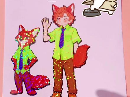 朱迪尼克好好看吖 这个朱迪好漂亮,尼克好帅气吖#兔子 #疯狂动物城 #手工 #贴纸