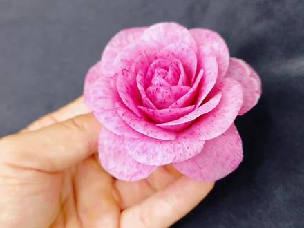月季花雕刻步骤视频#果蔬雕刻 #烹饪 ##花🌸 #雕刻教程