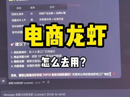 电商龙虾怎么去用?#电商运营 #电商龙虾