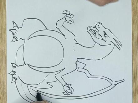 教你快速画一只喷火龙#宠物小精灵 #神奇宝贝 #喷火龙 #绘画教程 #儿童美术