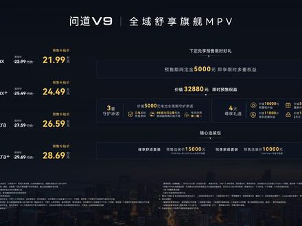纵置REEV混动+后电驱!问道V9预售补贴价21.99万起 预售价21.99万元起的极狐大道V9,采用纵置REEV动力+后置电驱动,且匹配了一体化#热管理 技术 #列宁评车# #新能源情报分析网早读 #MPV #新车上市
