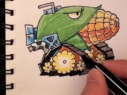 二代玉米加农炮绘画教程#植物大战僵尸 #一起学画画 #绘画 #手绘 #画画