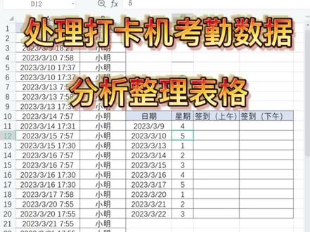 打卡机考勤数据处理
分析整理
#知识分享 #excel