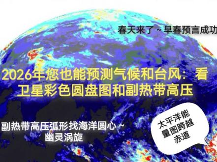 2026年您也能预测气候和台风:看卫星彩色圆盘图和副热带高压#气候 #台风 #天气预报 #地理气象学 #陨落地质学