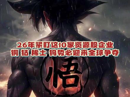 2026年紧盯这10家资源股企业
铜 钴 稀土 钨势必迎来全球争夺#股票 #股票知识 #资源股 #有色金属