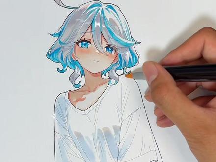 【马克笔】为啥白衣服可以混蓝色不能混肉色? #青年创作者成长计划 #马克笔 #手绘 #二次元