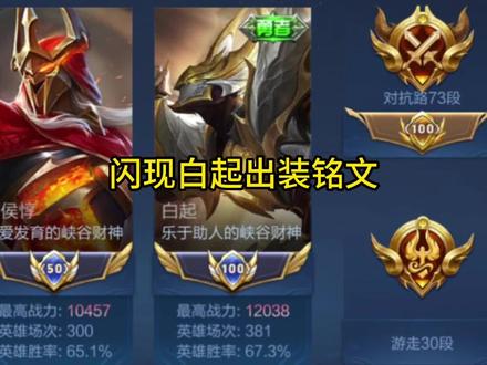 闪现白起出装铭文 #白起 #游戏日常