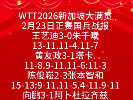 2026乒乓球新加坡大满贯#乒乓球#国乒 #孙颖莎#王楚钦@抖音小助手 @A安小说剧